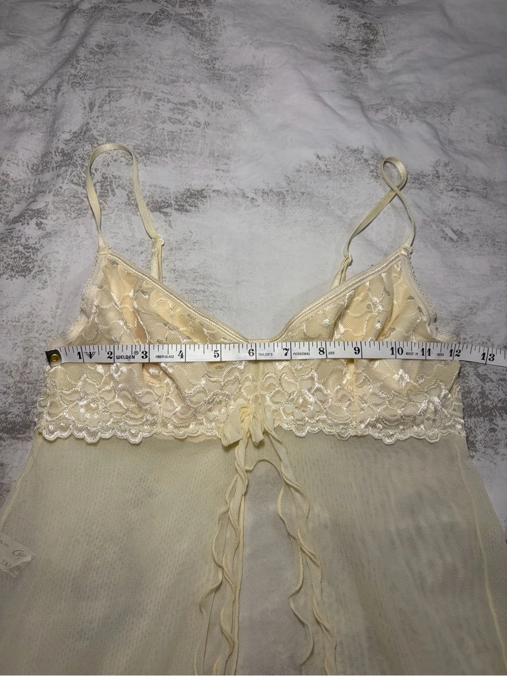 Vintage Sheer Lace Front-Tie Babydoll Lingerie